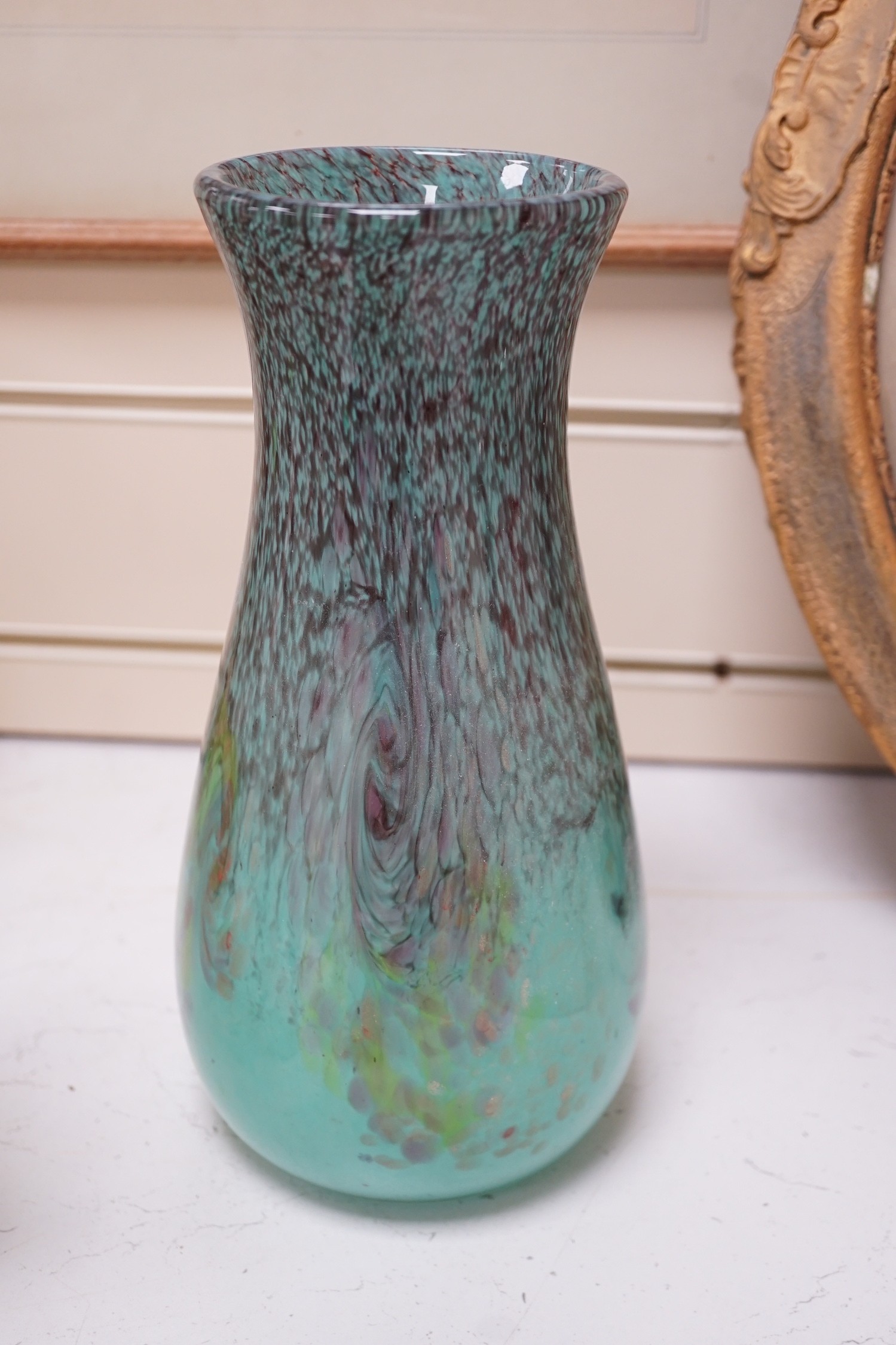 A Strathearn glass vase and Vasart bowl., tallest 27cm